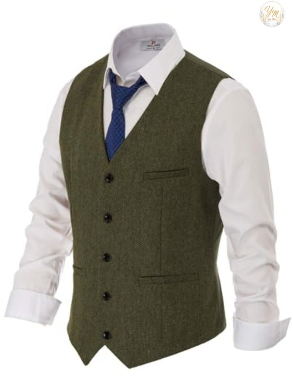 Mens Tweed Vest Herringbone Wool Blend Waistcoat Sleeveless Button Up Formal
